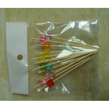 Assorted Party Decorative Bamboo Picks with Rubber Beam for Deco